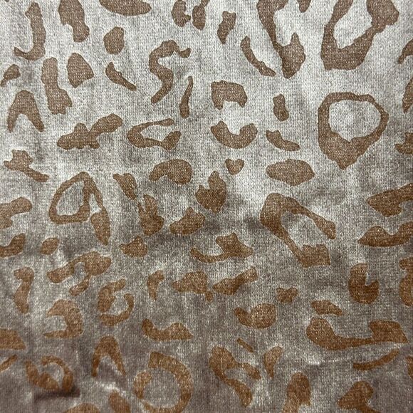 Mystree Velvet Leopard Button Up Top Womens L Boho Neutral Shiny Stretchy Office - Picture 8 of 10